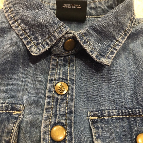 Volcom Denim Snap Button Long  Sleeve Shirt Size 4T - Picture 2 of 8
